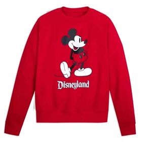 Disney Red Crewneck Sweater with Mickey Mouse NWT Disneyland Parks pullover